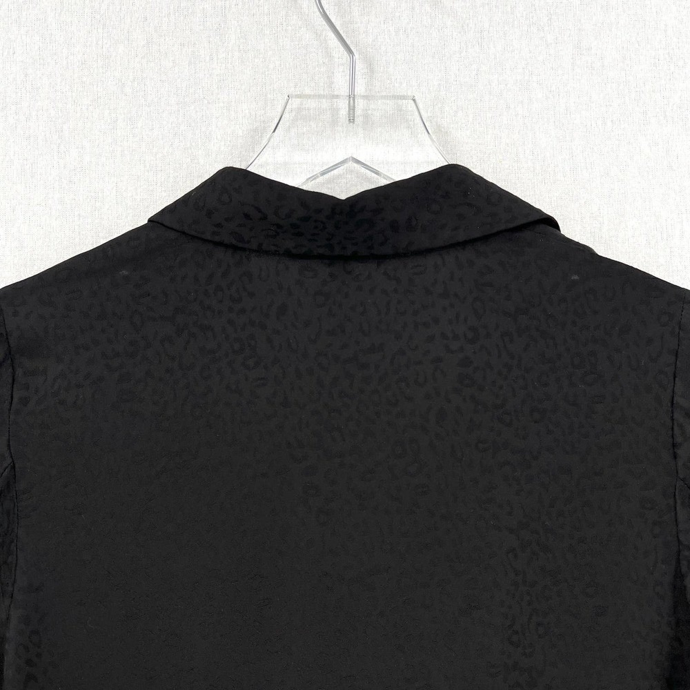 GOOD AMERICAN Leopard Jacquard Tie Front Top Womens Medium 2 Black Long Sleeve - Picture 7 of 16